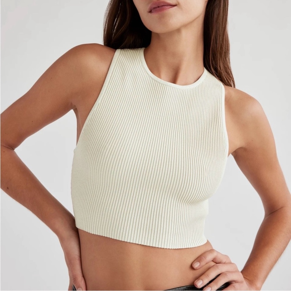Babaton by Aritzia Rory Sculpt Ribbed Knit Racer Cropped Tank Top Size XS